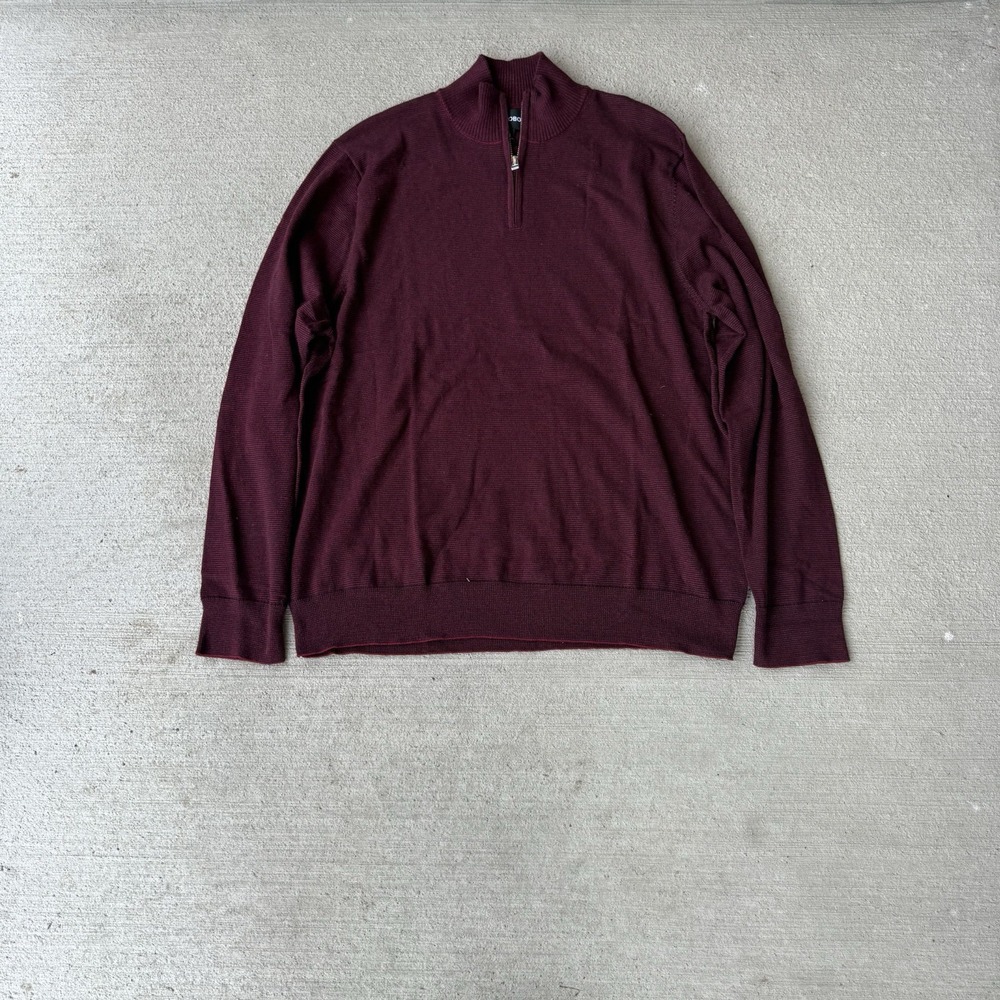Bonobos Sweater Mens Red 1/4‎ Zip Slim Fit Cashmere Blend Pullover sweater XL